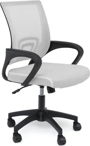 Athena Collection Computer Office Chair, Ergonomic Desk Chair with Rolling Wheels, Mesh Back Support and Height Adjustable, Small and Comfy for Home Office, Study, White