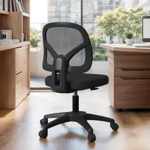 No Arms Small Office Computer Mesh Chair with Swivel Wheels Height Adjustable for Child and Adult