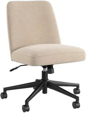Bush Furniture Serenity Mid Back Armless Office Chair with Wheels in Soft Beige Fabric, Workspace Seating Solution for Small Computer Desk