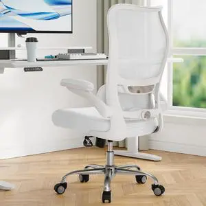 TRALT Ergonomic Office Chair - Desk Chair with Wave High Back Adjustable Lumbar Support Computer Chair - Gaming Chairs Mesh Backrest and PU Leather Seat for Home Reading Chairs to Adults(White)