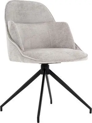 Mid-Century Modern Swivel Accent Chair, Upholstered Armless Desk Chair, No-Wheel Vanity Chair with Metal Legs Home Office & Bedroom (Light Grey)
