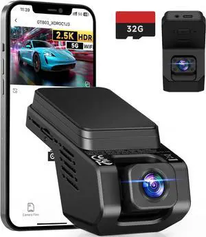 Dash Cam Front and Inside, 2.5K+1080P Dual Camera for Cars, Hidden Car Camera Front and Interior with Super Night Vision, 4 IR LEDs, G-Sensor, 24H Parking Mode, Loop Recording, 32GB Card Included