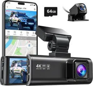 REDTIGER F7N 4K Dash Cam Front and Rear,Built-in WiFi GPS 4K+1080P Dual Dash Camera for Cars,3.18 inch Display Dashcam,170° Wide Angle Dashboard Camera