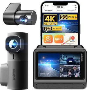 DDPAI 3 Channel Dash Cam 4K, 4K+2K+1080P Triple Dashcam, up to 15MB/s 5GHz WiFi6 Built-in GPS Car Camera, 32G eMMC Storage, 3" IPS, AI-ISP Night Vision, ADAS, AOV 7 Days Parking Mode, Z60 link