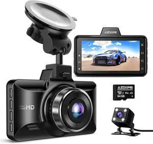 AZDOME M01 Dual Dash Cam Front and Rear with Free 64GB Card, 3" Screen Dual Dashboard Camera for Car, Built-in ADAS G-Sensor, 24H Parking Mode Car Camera (M01 Pro)