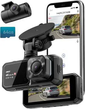 IIWEY 4K Dash Cam Front and Rear for Cars, Dual UHD Camera with WiFi, Free 64GB Card, 3.16" IPS, G-Sensor, Parking Mode, Loop Recording, WDR IIWEY 4K Dash Cam Front and Rear for Cars, Dual UHD Camera with WiFi, Free 64GB Card, 3.16" IPS, G-Sensor, Parking Mode, Loop Recording, WDR