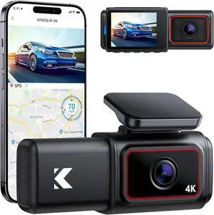 Kingslim D6 4K Dash Cam Front and Inside, New Version Cabin Dual Dash Uber Car Camera with WiFi & GPS, 3 Channel Dashcam Upgradeable, Type C Charging, 256GB Supported, Night Vision, Parking Monitor