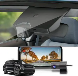 Fitcamx 4K Dual Dash Cam Adapts for Kia EV9 2023-2026 Wind Land GT-Line (Part No#DO000), Integrated OEM Style, Front 2160P+Rear 1080P Video, Loop Recording, WiFi&APP, G-Sensor, Easy to Use, 128GB Card