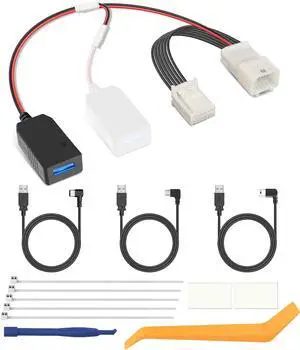 YQMAJIM DashCam Power Adapter,(12P TypeC) Compatible with Toyota RAV4,Corolla,Camry,Tacoma,4Runner,Highlander,Lexus Connect to Lane Assist,Built-in Hide USB to GPS Radar Mirror Dash Cam Charger Cable