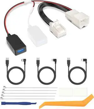 YQMAJIM Dashcam Power Adapter,(10P TypeH)Compatible with Select Kia,Hyundai with Auto Dimming Rearview Mirror,Built-in Hide USB to GPS Radar Mirror Camera Dash Cam Charger Adapter Cable,Clean Install