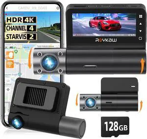 4K Dash Cam Front and Rear, 4K+1080P*3 Dash Camera for Cars,STARVIS 2 Sensor, Include 128GB SD Card,24 Hrs Parking Mode, 5G WiFi, GPS, Voice Control, Loop Recording, 512GB Support, APP Control 4K Dash Cam Front and Rear, 4K+1080P*3 Dash Camera for Cars,STARVIS 2 Sensor, Include 128GB SD Card,24 Hrs Parking Mode, 5G WiFi, GPS, Voice Control, Loop Recording, 512GB Support, APP Control