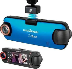 UltraDash Z3+ Commercial Edition - Dual Lens Dash Cam for Rideshare Taxi Truck Ambulance Police Professional Drivers Wide Angle IR Lens Night Vision Infrared 2.7" LCD HDR Cabin Passenger