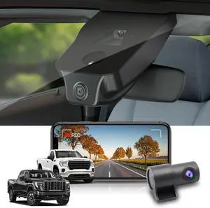 Fitcamx Front 4K+Rear 1080P Dash Cam Adapts for GMC Sierra (HD2-6272) 1500 2500HD 3500HD 2020-2025, OEM Look, Dual HD Video, WiFi & APP, Loop Recording G-Sensor, Easy to Use, with 2 Cables/128GB Card