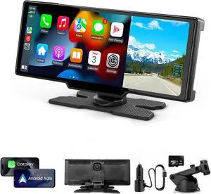 Portable Apple CarPlay & Android Auto Screen for Car | 2.5K Dash Cam | 10.26'' Touchscreen Car Stereo with Voice Control, Music Play, GPS Navigation, FM Transmitter & Mirror Link Portable Apple CarPlay & Android Auto Screen for Car | 2.5K Dash Cam | 10.26'' Touchscreen Car Stereo with Voice Control, Music Play, GPS Navigation, FM Transmitter & Mirror Link