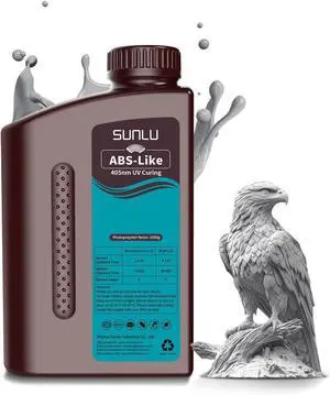 SUNLU 1000G ABS Like Resin for 3D Printer, 405nm UV Curing Photopolymer Rapid 3D Resin for 2K 4K 6K 8K LCD/DLP/SLA 3D Printers, Non-Brittle & High Precision & Low Shrinkage, 1KG, Grey