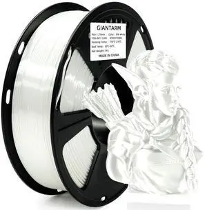 GIANTARM 3D Printer Filament, Silk White Pla Filament, 1Kg(2.2lbs) Spool, 1.75mm Dimension Accuracy +/- 0.03mm, 3D Printing Filament