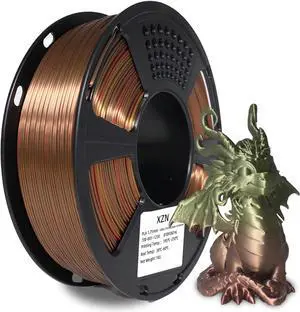 Silk PLA Filament 1.75mm, Metal-Like Shiny Silk Bronze Gradient 3D Printer Filament, 1kg Spool (2.2lbs), Dimensional Accuracy +/- 0.02 mm, Vacuum Packaging