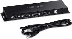 TRENDnet TU-S4, 4-Port USB to Serial RS232 Hub, Black TRENDnet TU-S4, 4-Port USB to Serial RS232 Hub, Black