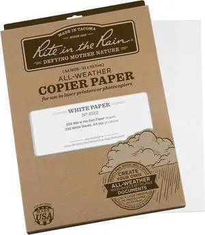 Rite In The Rain Weatherproof Laser Printer Paper, A4 Paper Size 21 x 29.7cm, 20# White, 200 Sheet Pack (No. 8512) Rite In The Rain Weatherproof Laser Printer Paper, A4 Paper Size 21 x 29.7cm, 20# White, 200 Sheet Pack (No. 8512)