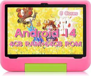 Kids Tablet 10 Inch Tablet for Kids, Android 14 Toddler Device, Octa-Core, 64GB, 5000mAh, WiFi 6 2.4/5GHz, IPS HD Display, Kids Device for Ages 3-15 with EVA Case, GMS, Parental Control, Pink Kids Tablet 10 Inch Tablet for Kids, Android 14 Toddler Device, Octa-Core, 64GB, 5000mAh, WiFi 6 2.4/5GHz, IPS HD Display, Kids Device for Ages 3-15 with EVA Case, GMS, Parental Control, Pink