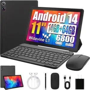 HiGrace Android Tablet, 24GB RAM+128GB ROM (TF 1TB), 11 inch Android Octa-Core, 6800mAh, Widevine L1, WiFi 6&BT5.3, 8 in 1 Tablet with Keyboard, Mouse, Protective Case, Stylus, Headset, Charger HiGrace Android Tablet, 24GB RAM+128GB ROM (TF 1TB), 11 inch Android Octa-Core, 6800mAh, Widevine L1, WiFi 6&BT5.3, 8 in 1 Tablet with Keyboard, Mouse, Protective Case, Stylus, Headset, Charger