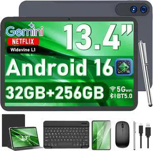 13 Inch Tablet, Android 16 Tablet with Keyboard, 32GB+256GB+2TB Expand, 120Hz 1920x1200 IPS Display, Gemini AI, 10000mAh, 8-Core, Wi-Fi, GPS, Large Screen 2K Tablet PC with Case, Mouse, Stylus(Black) 13 Inch Tablet, Android 16 Tablet with Keyboard, 32GB+256GB+2TB Expand, 120Hz 1920x1200 IPS Display, Gemini AI, 10000mAh, 8-Core, Wi-Fi, GPS, Large Screen 2K Tablet PC with Case, Mouse, Stylus(Black)