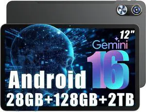 2026 New Android 16 Tablet 12 Inch , 28GB(8+20) RAM + 128GB ROM (2TB Expand), T615 Octa-Core, 2K 2000x1200 IPS Display, 16MP+8MP, 8000mAh, 2.4G/5G WiFi, GPS, Bluetooth 5.0, Face ID, Widevine L1 2026 New Android 16 Tablet 12 Inch , 28GB(8+20) RAM + 128GB ROM (2TB Expand), T615 Octa-Core, 2K 2000x1200 IPS Display, 16MP+8MP, 8000mAh, 2.4G/5G WiFi, GPS, Bluetooth 5.0, Face ID, Widevine L1