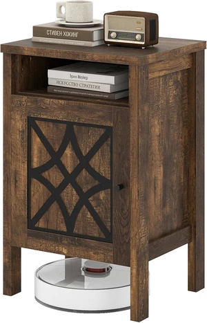 Giantex Robot Vacuum Storage Cabinet, Farmhouse End Table with Anti-Tipping Device, Anti-slip Foot Pads, Nightstand, Space-Saving Sweeping Robot Stand for Small Space, Bedroom, Kitchen, Office (Brown) Giantex Robot Vacuum Storage Cabinet, Farmhouse End Table with Anti-Tipping Device, Anti-slip Foot Pads, Nightstand, Space-Saving Sweeping Robot Stand for Small Space, Bedroom, Kitchen, Office (Brown)