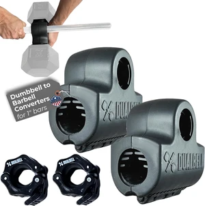 Dumbbell Converter to Barbell for 1" Bar, 250lb Max, Dualbell Pair Dumbbell Converter to Barbell for 1" Bar, 250lb Max, Dualbell Pair