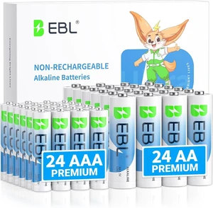 EBL AAA AA Batteries Alkaline 1.5V 48 Pack, Includes 24 AA and 24 AAA EBL AAA AA Batteries Alkaline 1.5V 48 Pack, Includes 24 AA and 24 AAA