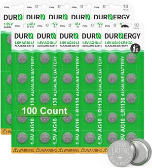 DURNERGY SR626SW Watch Battery 100 Pcs, AG4 Alkaline Button Cell Batteries, 377/376 Watch Battery, 1.5V LR626 Batteries 377A DURNERGY SR626SW Watch Battery 100 Pcs, AG4 Alkaline Button Cell Batteries, 377/376 Watch Battery, 1.5V LR626 Batteries 377A