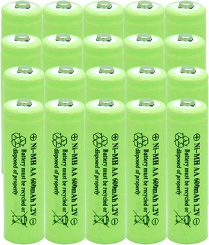 Solar Light AA Ni-mh 600mAh 1.2V Rechargable Batteries AA Rechargeable Batteries for for Solar Lights (20 Pack)