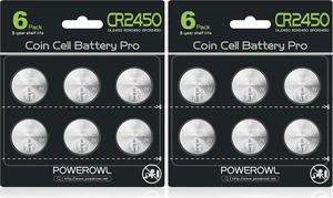 POWEROWL High Capacity CR2450 Battery, 10 Years Leak-Free, Long Lasting Power, CR 2450 3v Lithium Coin & Button Cell Batteries -Qty 6 (Pack of 2) POWEROWL High Capacity CR2450 Battery, 10 Years Leak-Free, Long Lasting Power, CR 2450 3v Lithium Coin & Button Cell Batteries -Qty 6 (Pack of 2)