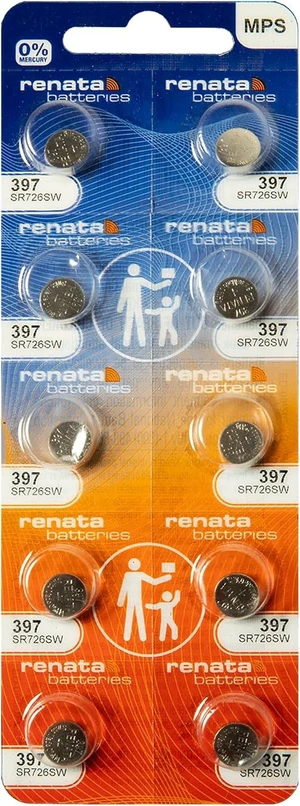 Renata 397 SR726SW Batteries - 1.55V Silver Oxide 397 Watch Battery (10 Count) Renata 397 SR726SW Batteries - 1.55V Silver Oxide 397 Watch Battery (10 Count)