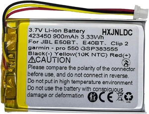 DC 3.7V 900mAh 423450 GSP383555 Rechargeable Lithium Polymer Battery, Suitable for DIY 3.7-5V Electronic Products with Built-in 3-Wire Battery Replacement DC 3.7V 900mAh 423450 GSP383555 Rechargeable Lithium Polymer Battery, Suitable for DIY 3.7-5V Electronic Products with Built-in 3-Wire Battery Replacement