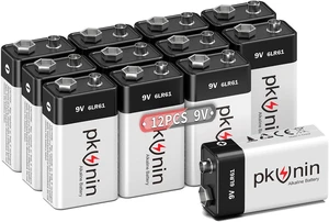 PKUNIN 9V Batteries 12 Pack Alkaline 9 Volt Battery for Smoke Detector Long-Lasting Square 9V 6LR61 Fire Alarm Batteries 10-Year Shelf Life PKUNIN 9V Batteries 12 Pack Alkaline 9 Volt Battery for Smoke Detector Long-Lasting Square 9V 6LR61 Fire Alarm Batteries 10-Year Shelf Life