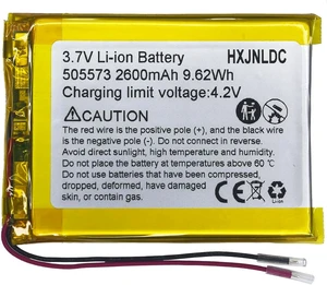 DC 3.7V 2600mAh 505573 Rechargeable Lithium Polymer Battery Suitable for DIY 3.7-5V Electronic Products with Built-in 2-Wire Battery Replacement, Mobile Energy Storage Power Supply DC 3.7V 2600mAh 505573 Rechargeable Lithium Polymer Battery Suitable for DIY 3.7-5V Electronic Products with Built-in 2-Wire Battery Replacement, Mobile Energy Storage Power Supply