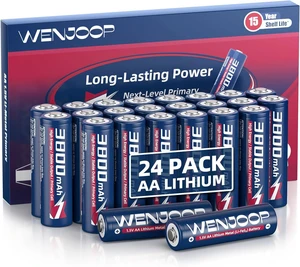 AA Lithium Batteries 3800mAh 24 Pack, 1.5V Lithium Metal, Non-Rechargeable AA Lithium Batteries 3800mAh 24 Pack, 1.5V Lithium Metal, Non-Rechargeable