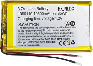 DC 3.7V 10500mah 1060110 Rechargeable Lithium Polymer Replacement Battery for DIY 3.7-5V Electronic Products with Built-in 2-Wire Battery Replacement, Mobile Energy Storage Power Supply. DC 3.7V 10500mah 1060110 Rechargeable Lithium Polymer Replacement Battery for DIY 3.7-5V Electronic Products with Built-in 2-Wire Battery Replacement, Mobile Energy Storage Power Supply.