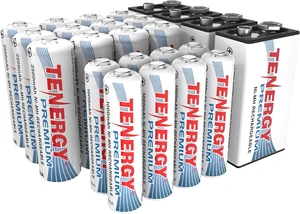Tenergy Premium High Capacity NiMH Rechargeable Battery Combo, Includes 12xAA 8xAAA 4x9V Rechargeable Batteries, 24 Pack Tenergy Premium High Capacity NiMH Rechargeable Battery Combo, Includes 12xAA 8xAAA 4x9V Rechargeable Batteries, 24 Pack