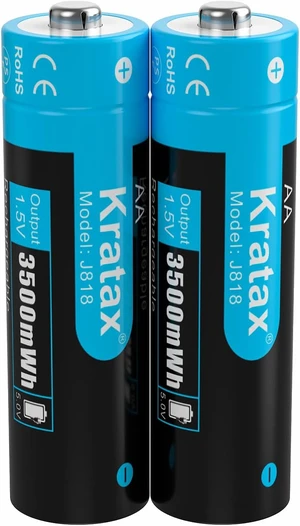 Kratax Upgraded Rechargeable AA Lithium Batteries 2 Pack 1.5V High Capacity 3500mWh Li-ion AA Battery, 1600 Cycles, Precharged, Constant Voltage Output, Fast Charge (Charger not Included) Kratax Upgraded Rechargeable AA Lithium Batteries 2 Pack 1.5V High Capacity 3500mWh Li-ion AA Battery, 1600 Cycles, Precharged, Constant Voltage Output, Fast Charge (Charger not Included)