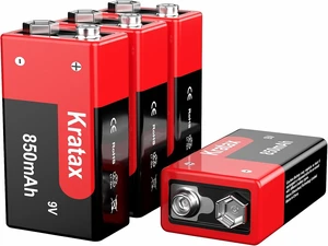 Kratax 9v Rechargeable Batteries 4 Pack 850mAh high Capacity 9 Volt 6F22 Lithium Batteries Rechargeable, 1000 Cycles for Smoke Alarms Guitar Multimeter Microphones-Charger NOT Included Kratax 9v Rechargeable Batteries 4 Pack 850mAh high Capacity 9 Volt 6F22 Lithium Batteries Rechargeable, 1000 Cycles for Smoke Alarms Guitar Multimeter Microphones-Charger NOT Included