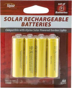 Alpine Corporation AA Ni-CD Replacement Rechargeable Batteries for Solar Powered Garden Lights, Set of 4 Alpine Corporation AA Ni-CD Replacement Rechargeable Batteries for Solar Powered Garden Lights, Set of 4