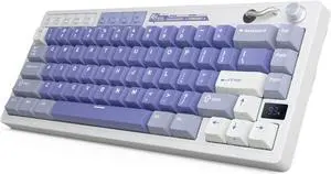 RK Royal KLUDGE M65 Wireless Mechanical Keyboard with Volume Knob, 60% Tri-Mode Gaming Keyboard 2.4G/BT/USB-C, Gasket Mount, Battery Display, PBT Keycaps, Hot-Swappable Cream Switch, Blue