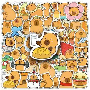 50 PCS Funny Capybara Waterproof Stickers Cute Animal Capybara Cartoon Stickers for Water Bottle Scrapbook Luggage Bike