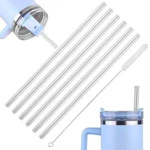6Pcs Drinking Straws with Cleaning Brush Clear Straw Transparent Straw for Stanley 20/30/40oz Accessories