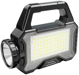 Solar LED Searchlight Long Range Camping Lantern Type C Rechargeable Handheld Spotlight Torch Super Bright for Outdoor Emergency