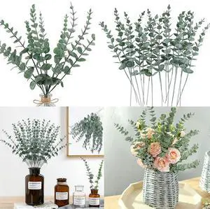 20PC 38CM Artificial Grasses Fake Greenery Plant Greenery Stem Eucalyptus Stems Decor Floral Home Decor Fake Eucalyptus Branches