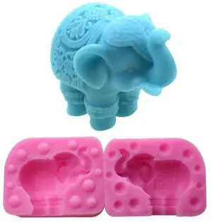 Elephant Silicone Mold Resin Casting Mold Cute Clay Mold 3D Animal Mold for Candle Soap Fondant Chocolate Polymer Clay