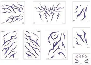 8 Sheets Anime Cosplay Tattoos Stickers Prop Fake Body Arm Chest Tattoos Halloween Cosplay Accessories